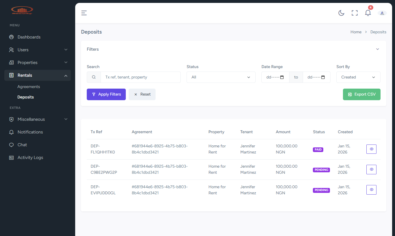 Recuity Deposit Tracking