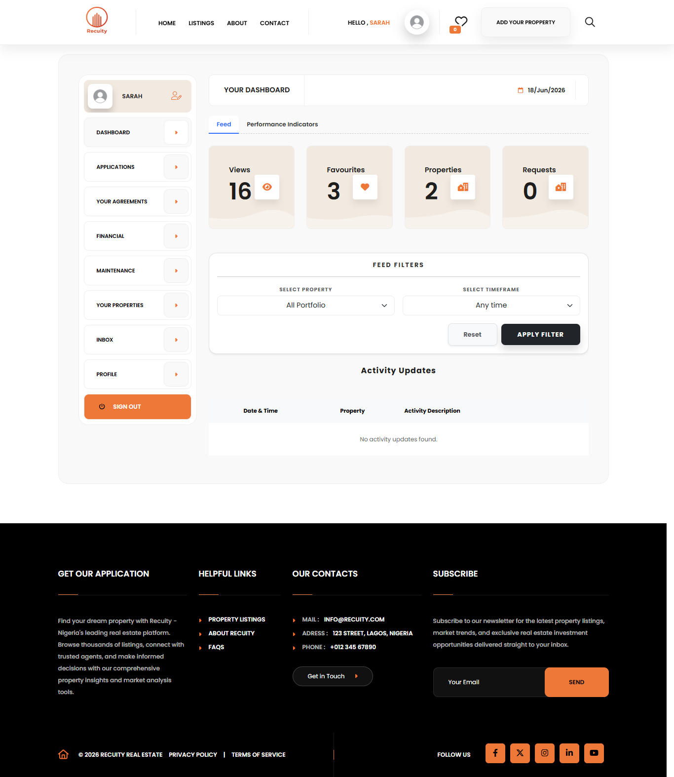Recuity Landlord Dashboard