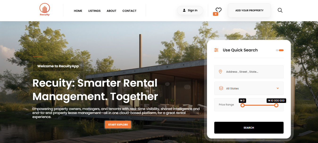Recuity Rental Property Management Homepage
